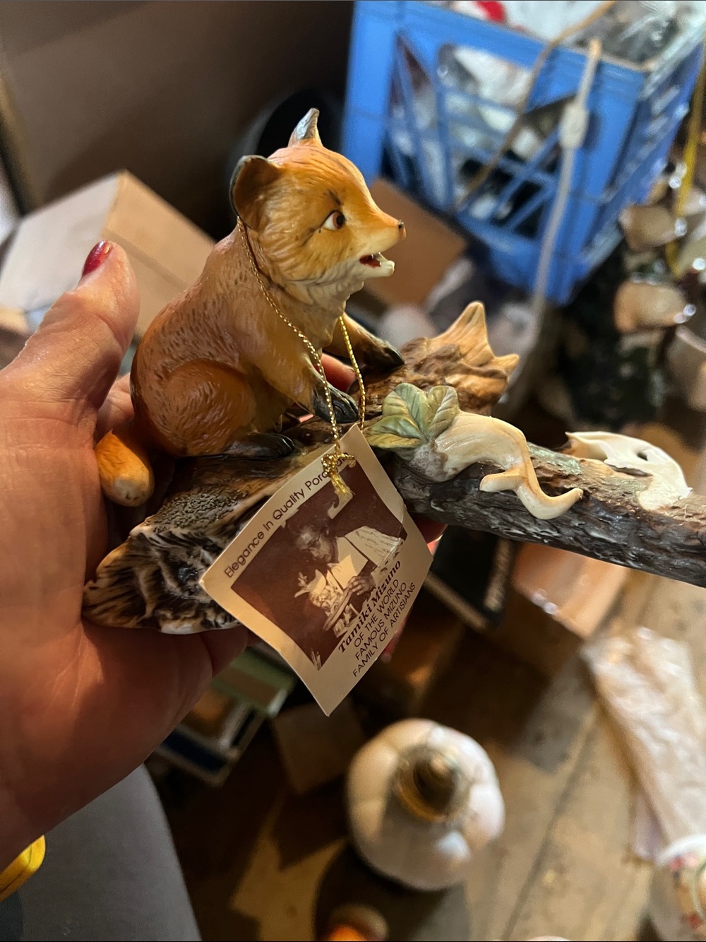 Vintage Porcelain Fox Figurine in Brown - Collectible Home Accent